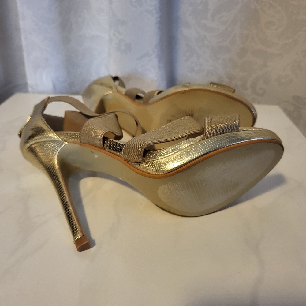 Lauren Lorraine Stiletto Evening Women High Heels Shoes, Size 8, Gold, Party - Picture 13 of 15